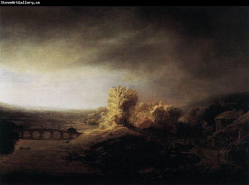 REMBRANDT Harmenszoon van Rijn Landscape with a Long Arched Bridge